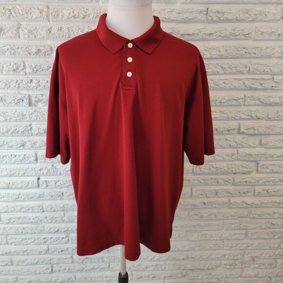 Dockers Golf Mens Shirt XXL Polo Short Sleeve Burgundy Polyester Comfy RED20E - Picture 1 of 7